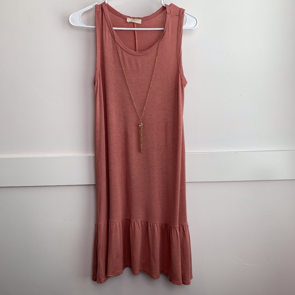 Pinc Dusty Rose Sleeveless Drop Waist Mini Dress